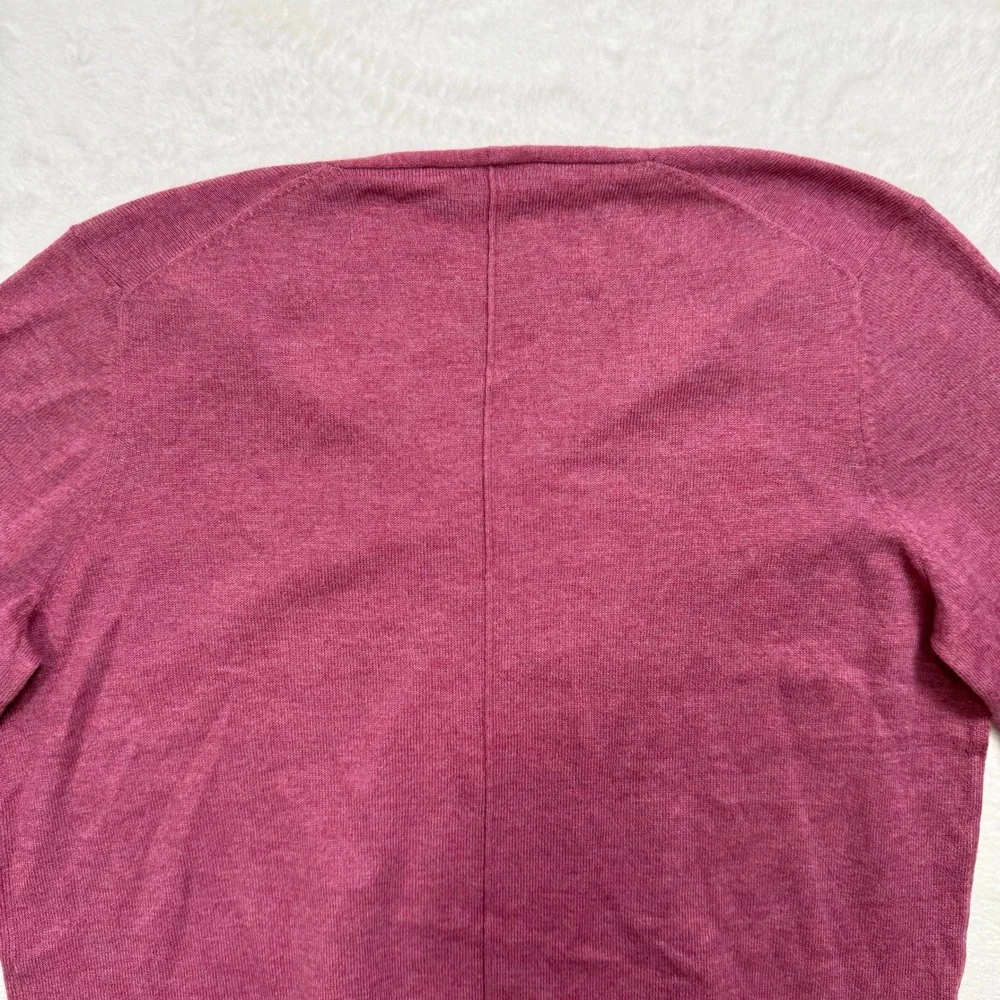 LOFT Sweater Womens XL Pink V-Neck Long Sleeve Fine Knit Ribbed Hem Casual Berry